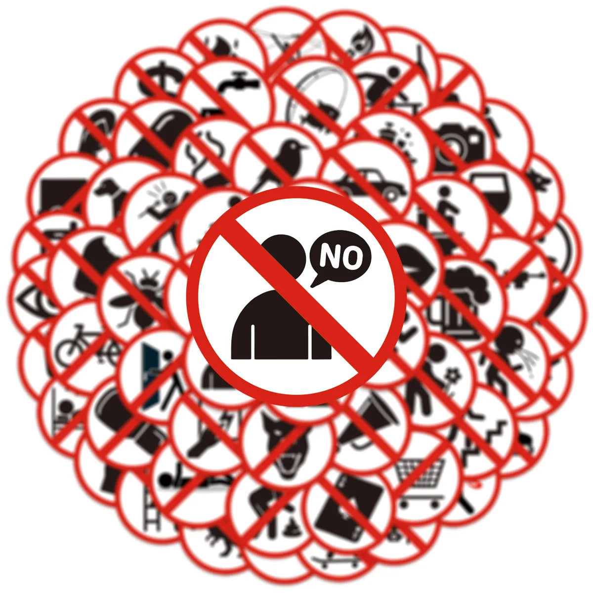 63Pcs Funny Warning Sign Sticker, Water Bottle, Laptop, Phone, Guitar, Skateboard, Stationery DIY Decor Stickers For Kids Adults