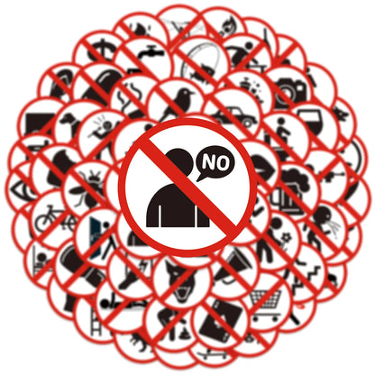 63Pcs Funny Warning Sign Sticker, Water Bottle, Laptop, Phone, Guitar, Skateboard, Stationery DIY Decor Stickers For Kids Adults