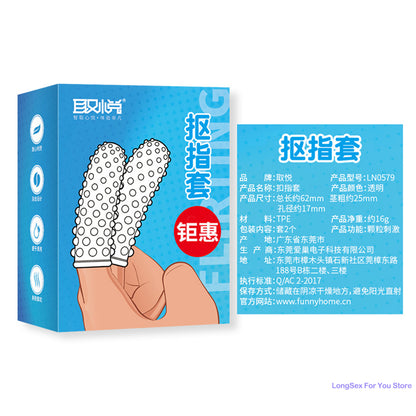 Finger Condoms Adult Sex Toys Spike Condom Women Stimulation Female Vagina Clitoris Silicone dotted Finger Coats Adult supplies