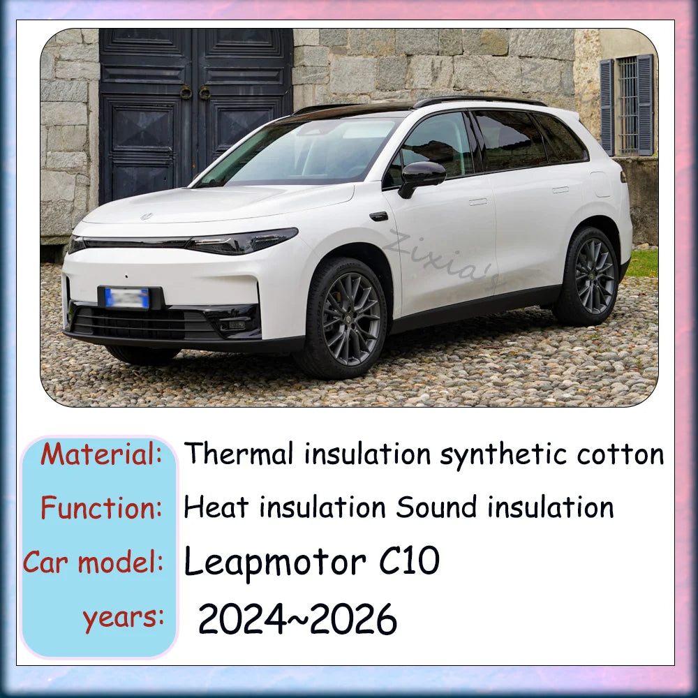 For Leapmotor C10 2024 2025 2026 Car Hood Engine lining Thermal Insulation Cotton Soundproof Mat Cover Protection Accessories