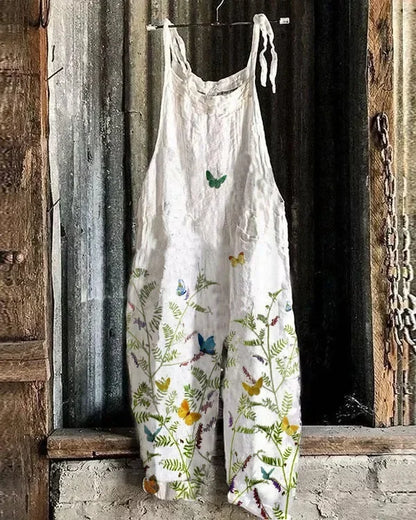 Women Jumpsuits Overalls Sleeveless Slash Neck Print Floral Wide Leg Pants High Street Autumn 2026 Casual Loose Backless