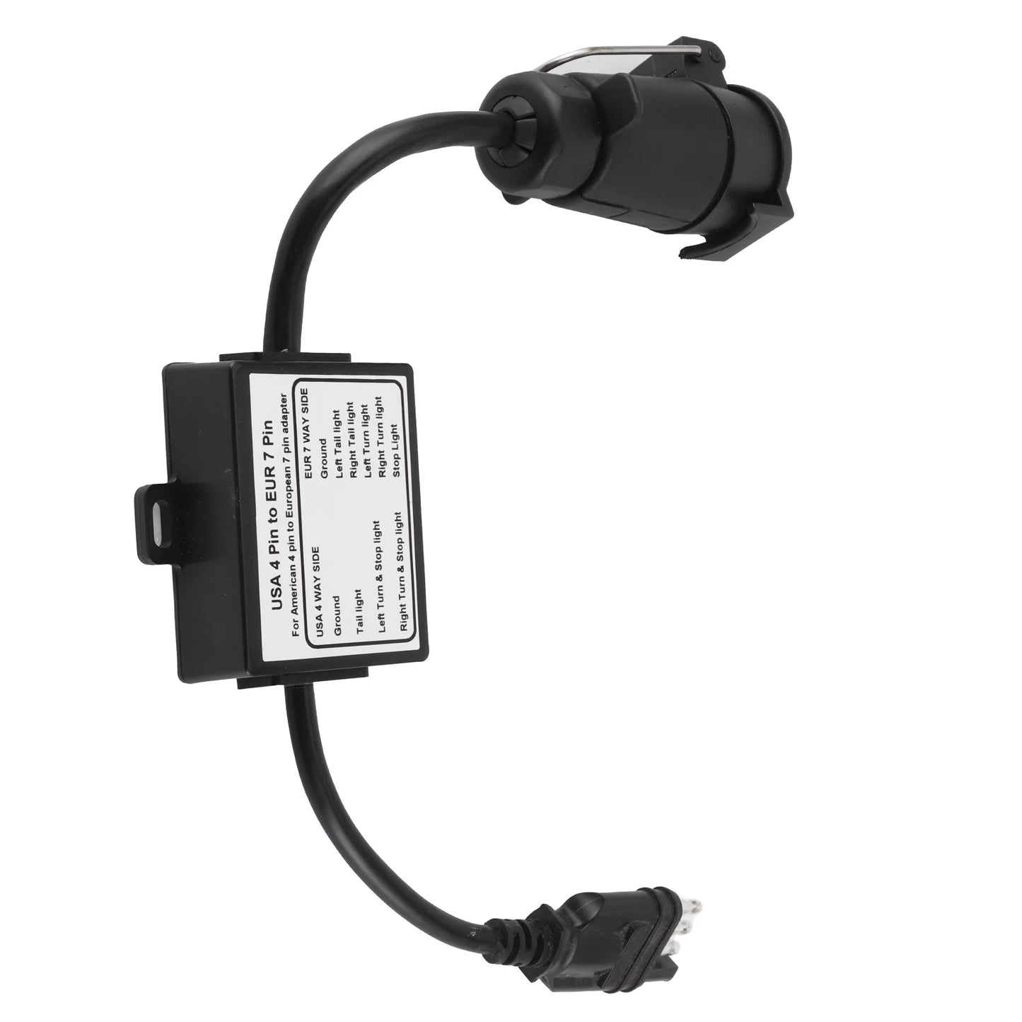 Trailer Connector Light Converter USA 4 Pin to EUR 7 Pin Adapter Stop/Brake Signal Separating 4 Pin to 7 Pin Trailer Adapter
