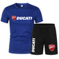 DUCATI Men's Summer Clothing Sets Short Sleeve T-Shirt Sports Shorts Motorcycle Theme Jogging Beachwear Regular outdoor jogging