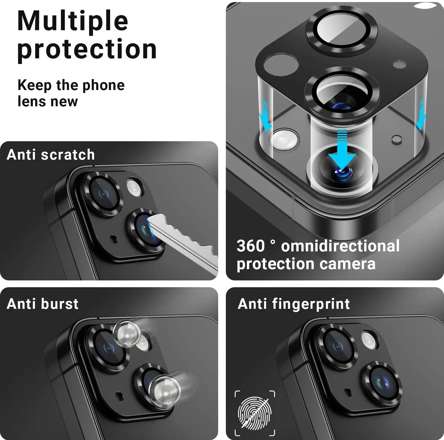 Metal Tempered Glass Camera Lens Protector Film Cover For iPhone 14 Plus 13 Pro Max 12 Mini 14Plus 14Pro 13Pro Phone Accessory