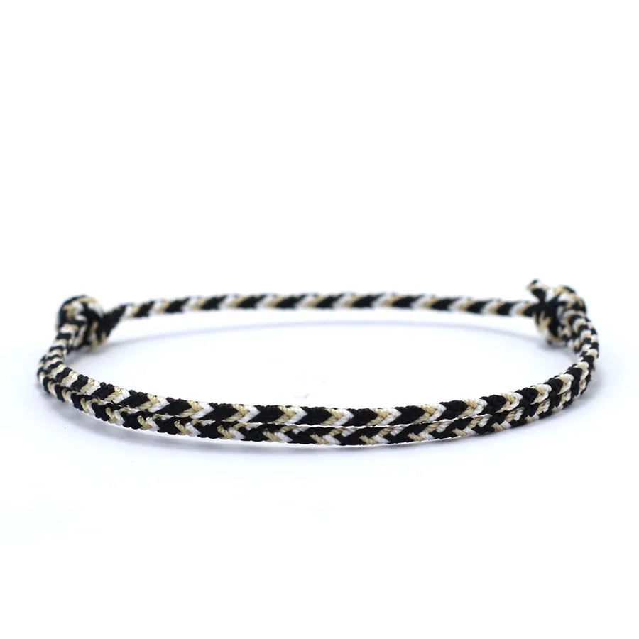Minimalist Handwoven Rope Bracelet Unisex Sliding Adjustable 4 Styles Chroma 2mm Ethnic Cord Braclet Couple Casual Daily Jewelry
