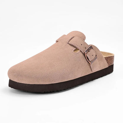 Shevalues Men's Suede Clogs Soft Leather Mules Men New Summer Men Cork Sandals Comfort Slip On Unisex Clogs With Arch Support