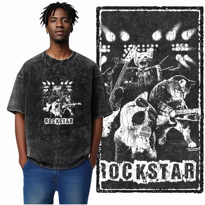 COOLMIND DB Cat Printed Cotton Acid Washed Exclusive Graphic Unisex T Shirt Cool Streetwear Men Tshirts Big Size Tee for Men