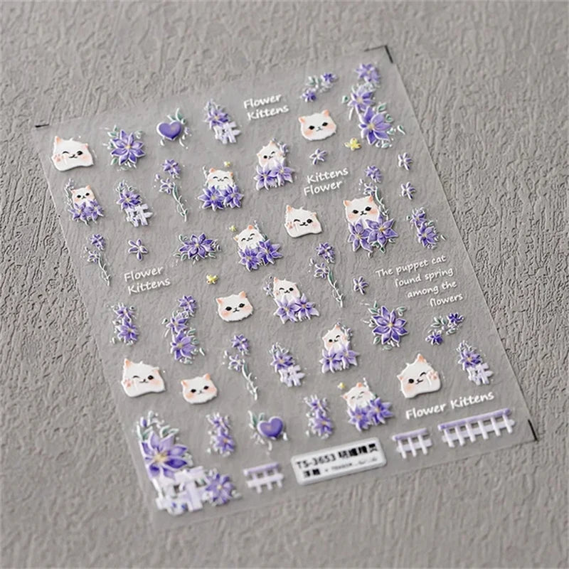 1pcs 5D Kawaii Jelly Nail Art Stickers Cute Jellyfish Self Adhesive Nail Art Decorations Stickers DIY Cartoon Manicure Decals