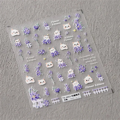 1pcs 5D Kawaii Jelly Nail Art Stickers Cute Jellyfish Self Adhesive Nail Art Decorations Stickers DIY Cartoon Manicure Decals