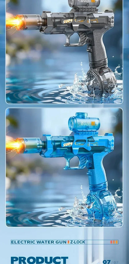 Children Electric Water Gun Simulated Firing Automatic Water Blasters with Led Light Summer Outdoor Beach Pool Shooting Game Toy