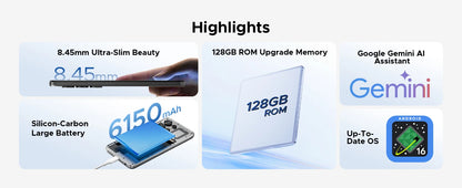 Global Version DOOGEE Note56X Pro Smartphone Android 16 Gemini AI 6.56'' Screen 6150mAh Battery Support Widevine L1 Mobile Phone