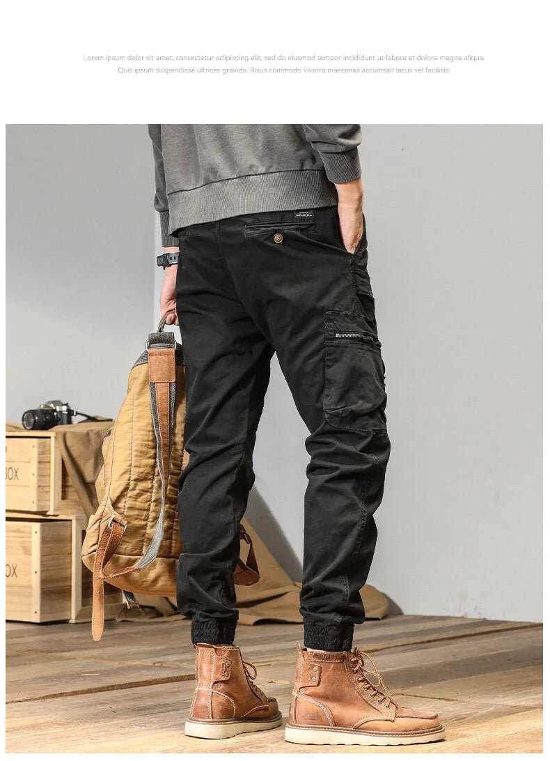 CAAYU Joggers Cargo Pants Men Casual Y2k Multi-Pocket Male Trousers Sweatpants Streetwear Techwear Tactical Track Gray Pants Men