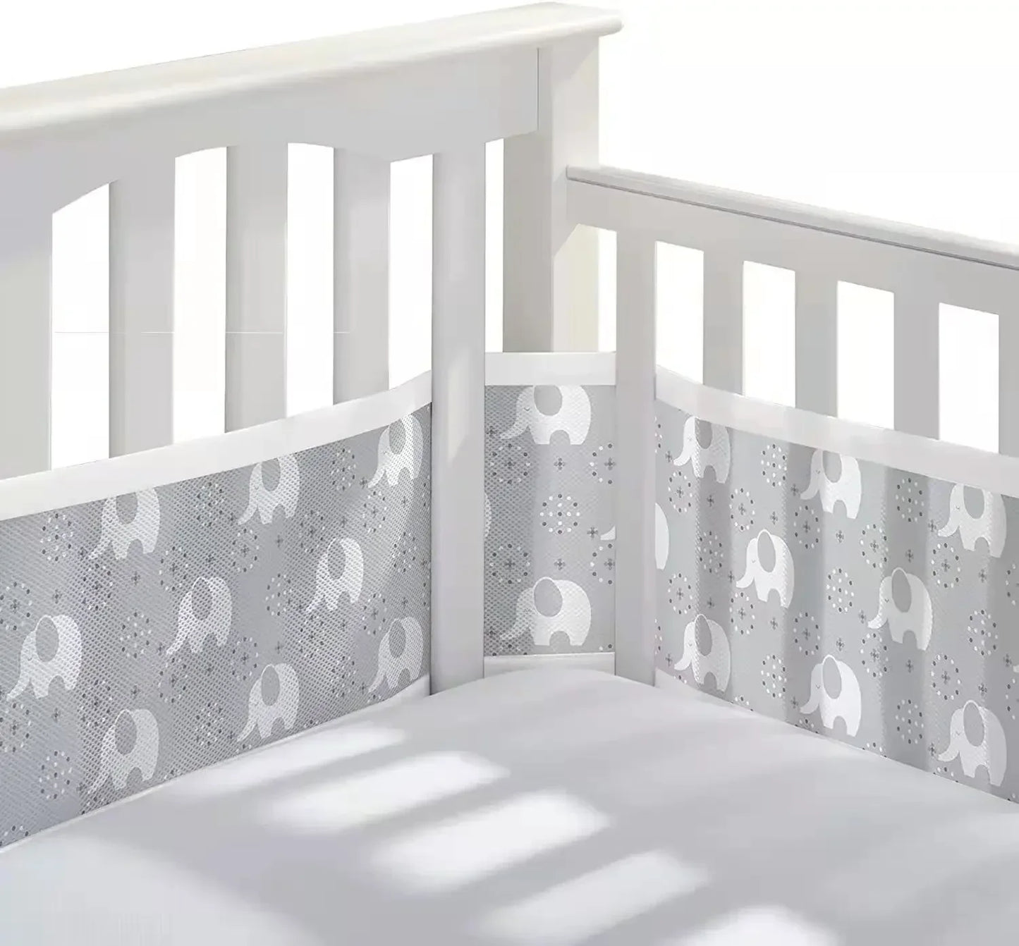 Breathable Mesh Bed Liner 4 Panel Baby Cot Fence Cotton Railing Thicken Bumper One-piece Crib Around Protector Baby Room Decor