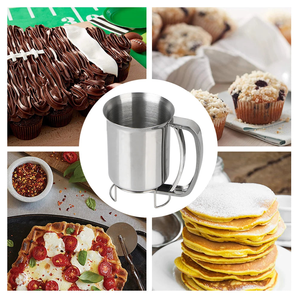 Kitchen Tool Cake Cupcake Dough Dispenser Funnels Piston Funnel With Support Batter Dispenser Baking Tools Stainless Steel