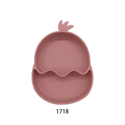 Baby Silicone Suction Cup Bowl Cute Bear Design Macaron Color 100% Food Grade Silicone BPA Free Double plate design for meals