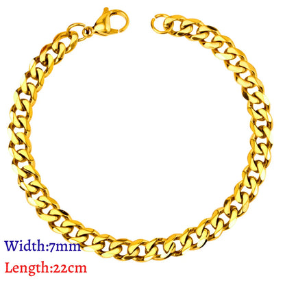 LUXUKISSKIDS Stainless Steel Couple Men/Woman Bracelets Fashion Curb Cuban Link Chains On Hand Rock Bracelet Wrist Jewelry Gifts