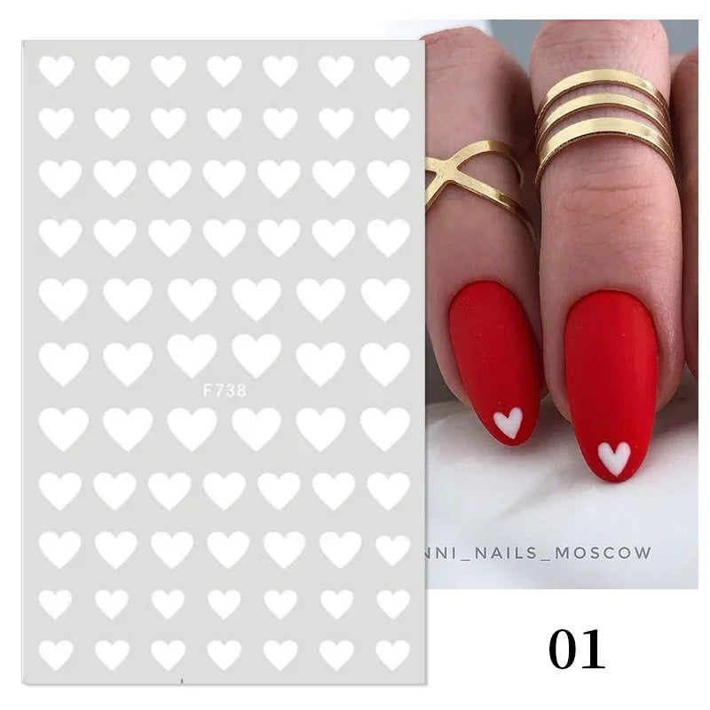 Black and White Love Flowers Line Art 3D Stickers Nail Decals Nail Art Accessories Butterfly Rose Nail Stickers Nail Sliders