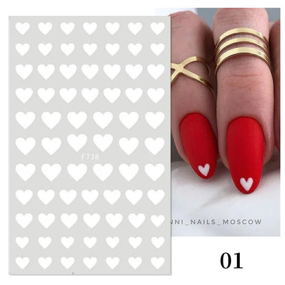 Black and White Love Flowers Line Art 3D Stickers Nail Decals Nail Art Accessories Butterfly Rose Nail Stickers Nail Sliders