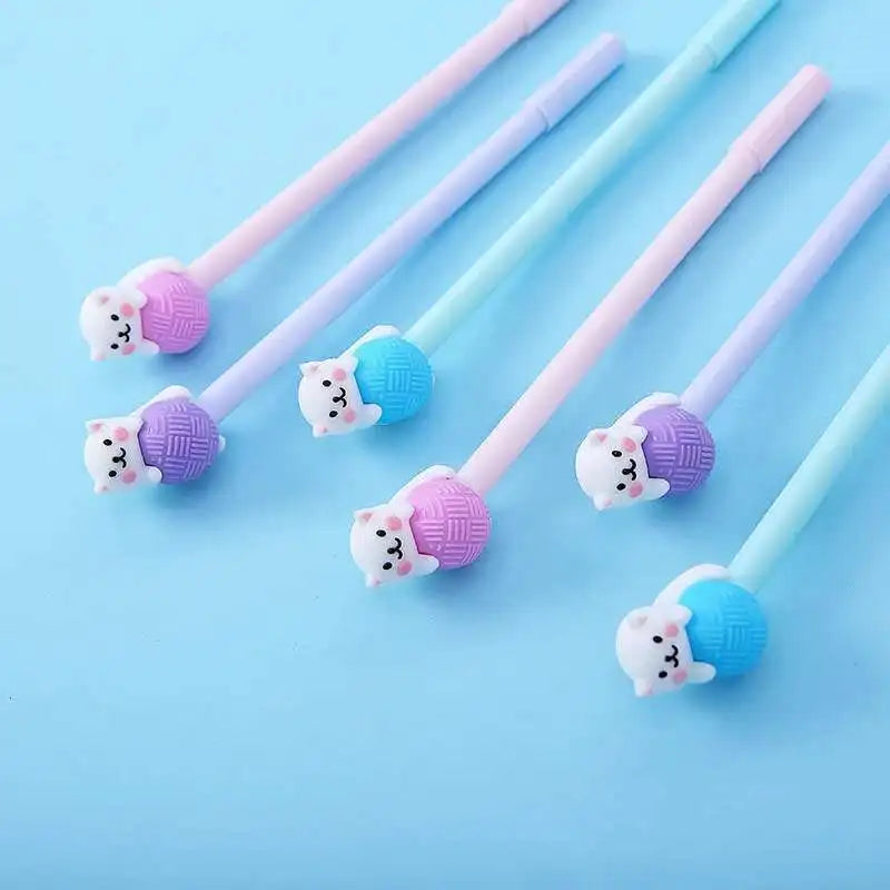1 Pcs Lytwtw's Cute Creative Cat Gel Pen Cartoon Kawaii Stationery Office School Supplies sweet pretty lovely cartoon Handles