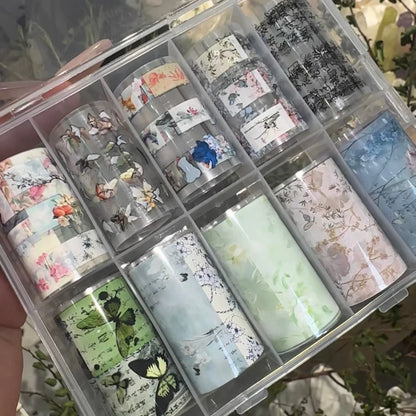 10Rolls Plaid Thousand-Bird Bow  Stars Nail Foils Transfer Paper  Nail Art Stickers  Manicure Set Decal  Nails Decoration