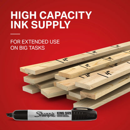 Sharpie King Size Permanent Markers, Chisel Tip, Black, 12 Count - Thick Poster Markers, Heavy Duty For Work & Industrial Use