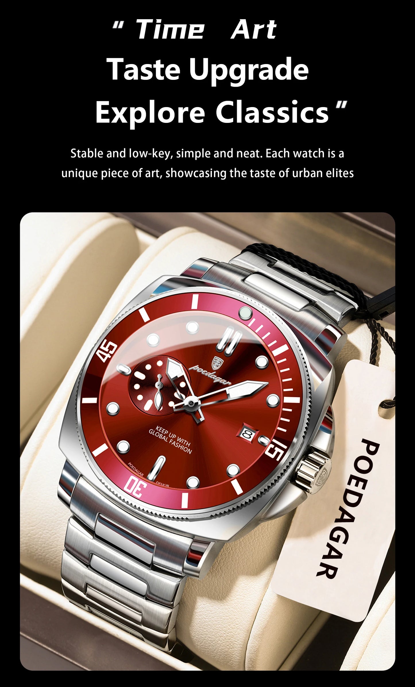 POEDAGAR Luxury Trendy Men Watch Waterproof Luminous Date Stainless Steel Male Watch Quartz Business Sports Men's Watches Reloj
