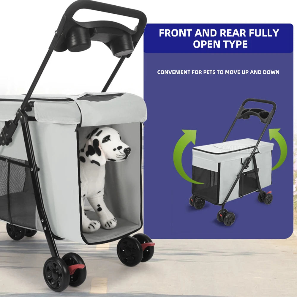 Foldable Outdoor pet travel cart Portable Pet strollers for medium and large dogs cats