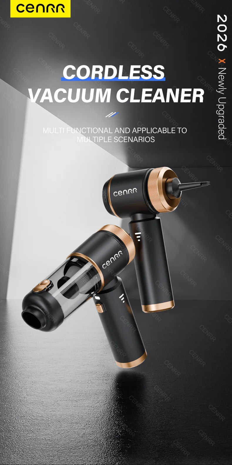 CENRR 2026 Car Vacuum Cleaner Mini 998000PA Cordless Powerful for Home Handheld Blower Car Cleaner Portable Car Vacuum Cleaner