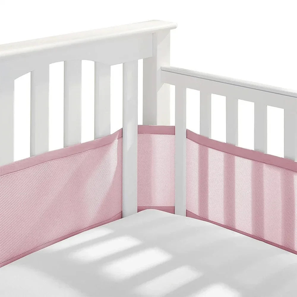 Breathable Mesh Bed Liner 4 Panel Baby Cot Fence Cotton Railing Thicken Bumper One-piece Crib Around Protector Baby Room Decor