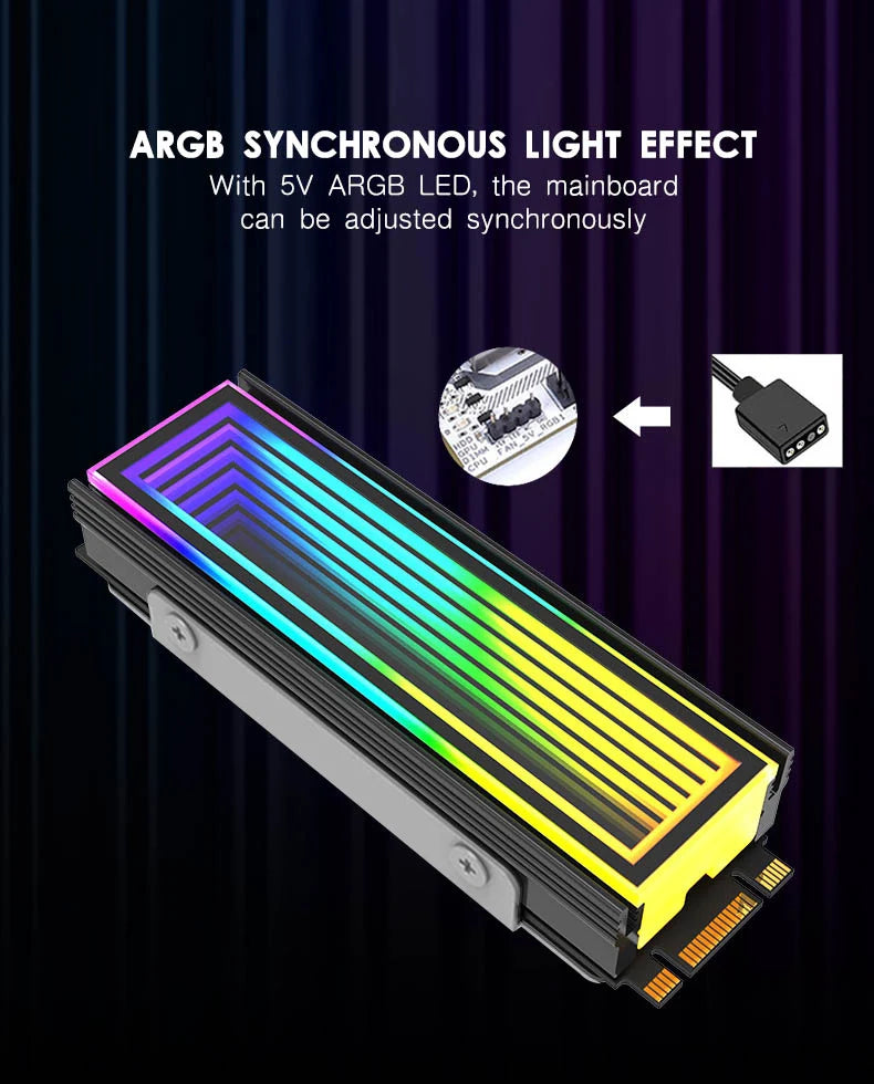 5V ARGB Sync Computer 2280 SSD M2 Radiator PC RGB M.2 Nvme Cooler Heatsink Endless Abyss Effect