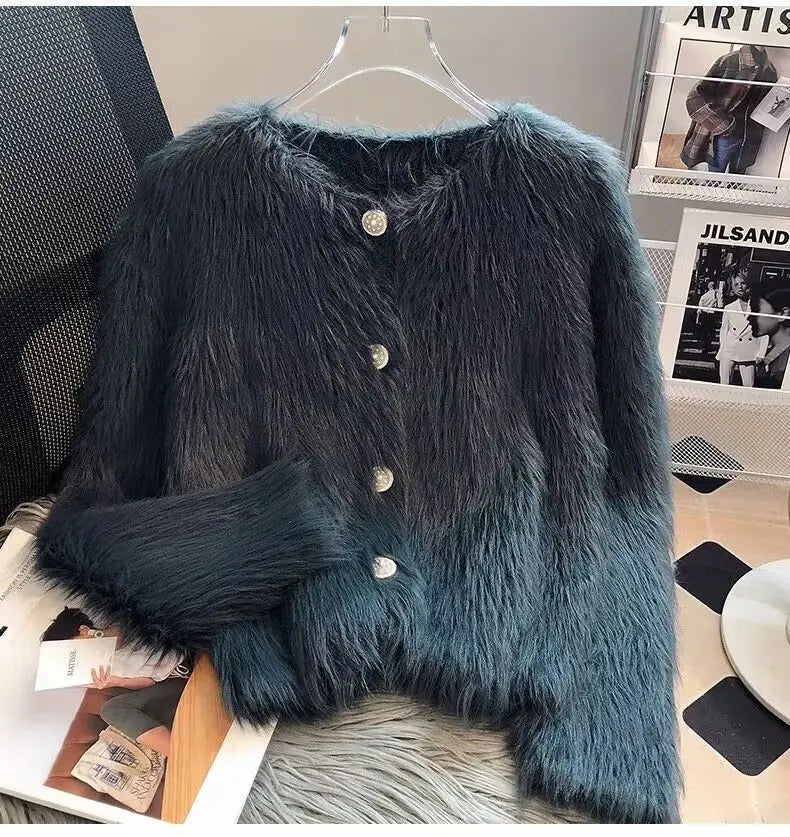 Imitation Mink Cashmere Knitted Cardigan Sweater Coat Women Autumn And Winter 2023 Popular European Soft Cardigan Sweater Female