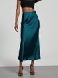 21 Colors New 2026 Women's Elegant High Waist Satin Long Skirts Female Summer Solid Color Faldas