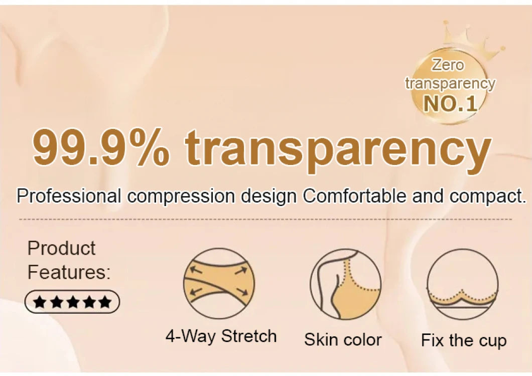 Women's Large Breasts Underwear Wide Shoulder Invisible Corset Antibump Thin Underwear with Bra Pads