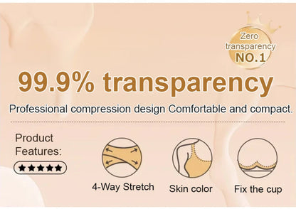 Women's Large Breasts Underwear Wide Shoulder Invisible Corset Antibump Thin Underwear with Bra Pads