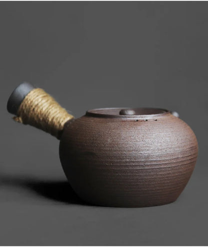 Japanese Style Teapot Handmade Retro Coarse Pottery Stoneware Kungfu Tea Ceremony Portable Tea Maker Ceramic Teapot Teaset