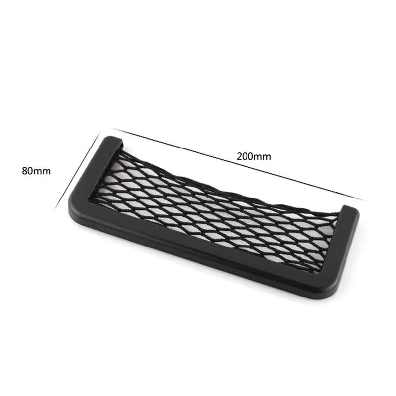Car Seat Gap Organizer, Universal Mesh Storage Net Pocket with Strong Adhesive for Phone, Cards, Keys - Black Car Accessories