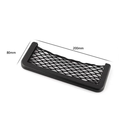 Car Seat Gap Organizer, Universal Mesh Storage Net Pocket with Strong Adhesive for Phone, Cards, Keys - Black Car Accessories