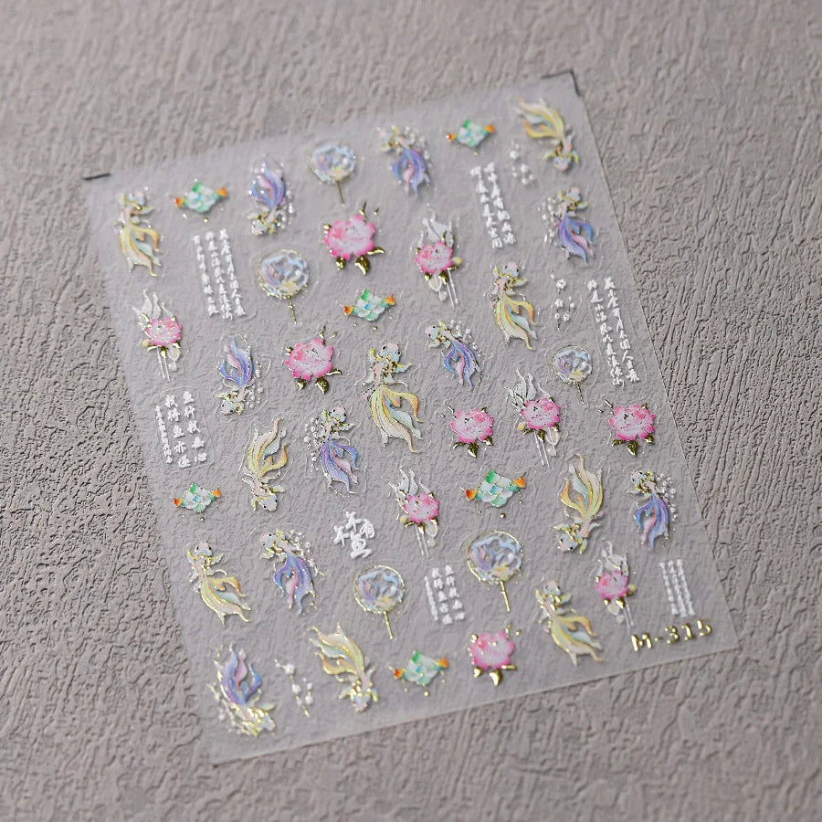1pcs 5D Star Moon Nail Stickers Kawaii Pink Retro Bronzing Nail Art Sticker Decorations Decals DIY Adhesive Slider Accessories