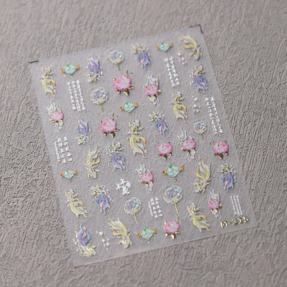 1pcs 5D Star Moon Nail Stickers Kawaii Pink Retro Bronzing Nail Art Sticker Decorations Decals DIY Adhesive Slider Accessories