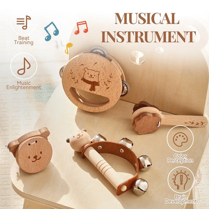 Children's Montessori Toys Baby Sensory Sound Stimulation Toy Baby's Musical Instrument Wooden Cartoon Animal Xylophone Toy Gift