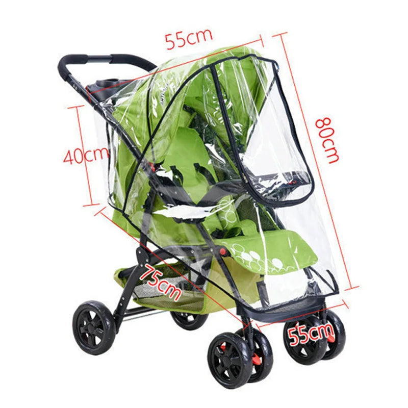 Transparent Baby Trolley Rain Cover Universal Waterproof Breathable Stroller Raincoat Zipper Opens Umbrella for Cart Accessories
