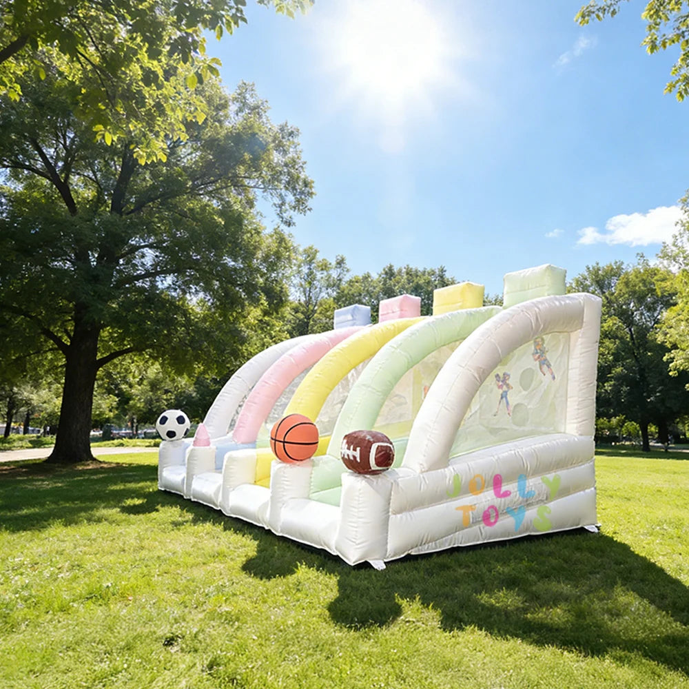 4 in 1 Inflatable Bounce House for Kids Outdoor Bouncy Castle with Slide Basketball Football Baseball Games for Backyard Party