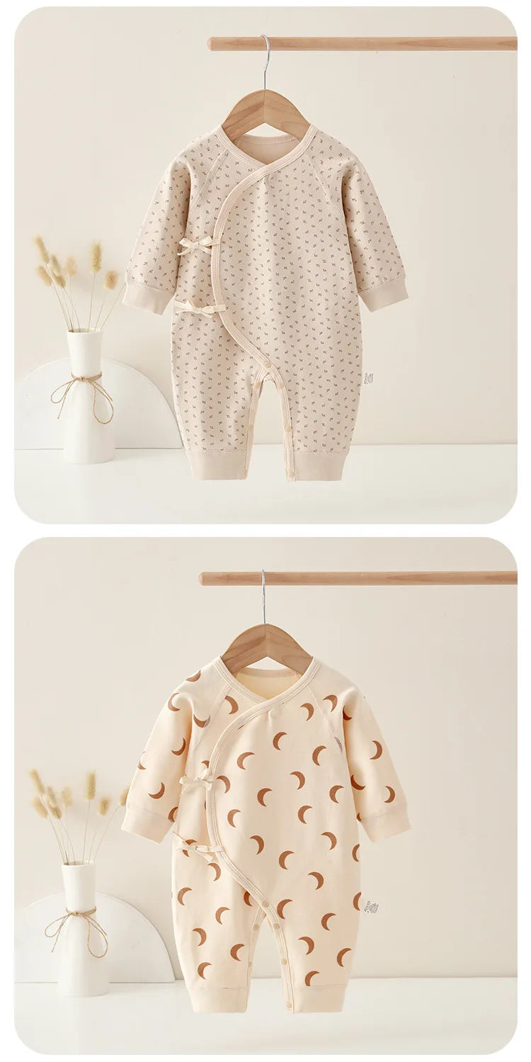 AYNIGIELL Spring Autumn 0-6 Months Baby Jumpsuit Cartoon Pattern Male and Female Infants 100%Cotton Rompers Infant Clothing