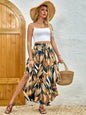 Bohemian Boho Vintage Floral Print Skirts Women Summer High Waist A-Line Pleated Elastic Long Skirts Casual Holiday Beach Skirt