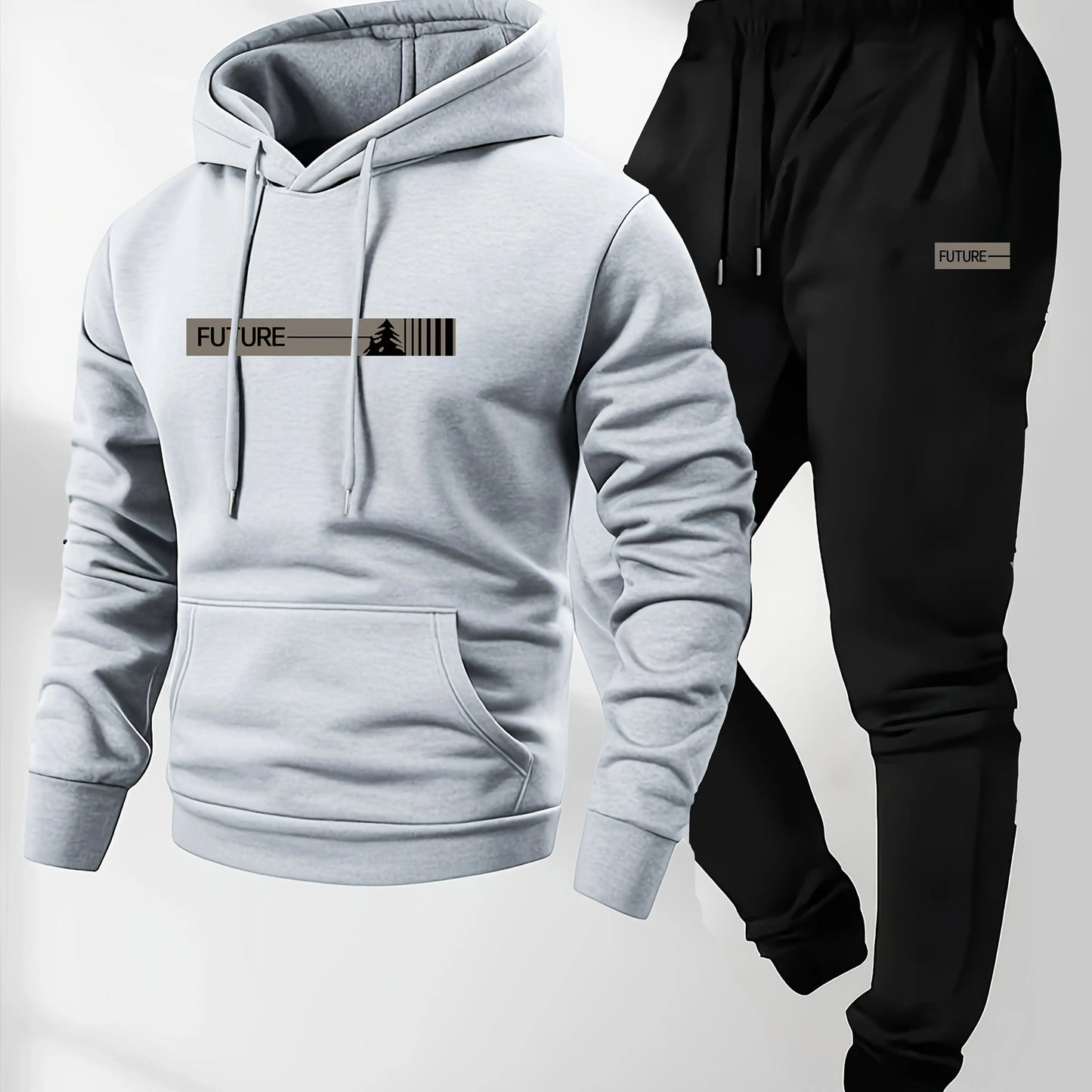 The 2026 new men's two-piece casual long-sleeved hooded sports shirt and sports pants set is suitable for wearing in autumn