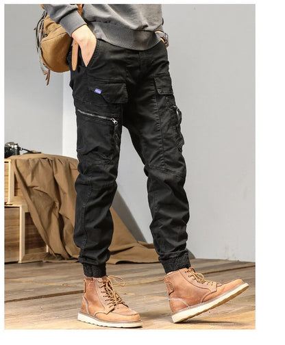 CAAYU Joggers Cargo Pants Men Casual Y2k Multi-Pocket Male Trousers Sweatpants Streetwear Techwear Tactical Track Gray Pants Men