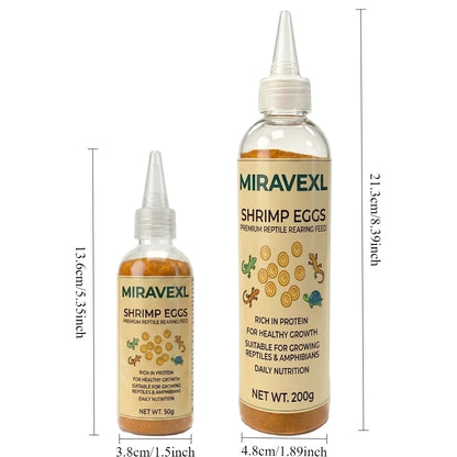 MIRAVEXL Shell-Free High-Protein No-Hatch Shrimp-Based Diet for Reptiles & Fry, Feed for Lizards, Turtles & Amphibian Pets