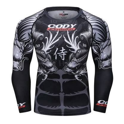 New Men Sports Jiu Jitsu BJJ Suit Gym Fitness Compression Clothes Running Jogging Sport Wear Exercise Workout Rashguard Tights