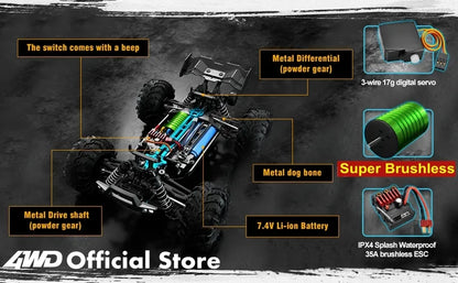 4WD Remote Control Car Off Road 4x4 RC Car High Speed Buggy Truck Super Brushless 50 or 80KM/H Fast Drift Racing Toy Gift