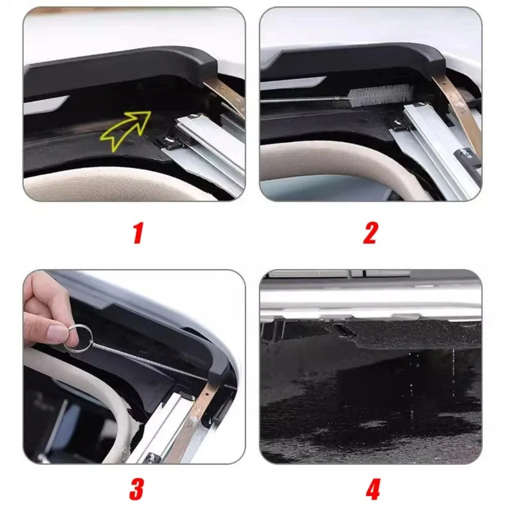 Drain Hole Car Cleaning Pipe Brushes Flexible Drain Dredge Sunroof Cleaning Scrub Brush Car Wash Cleaning Tool Accessories 3/5m